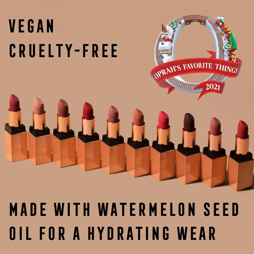 Matte, Long Lasting, Hydrating Vegan Lipstick with Vitamin E and Watermelon Seed Oil (Focused - Pink Mauve Color)