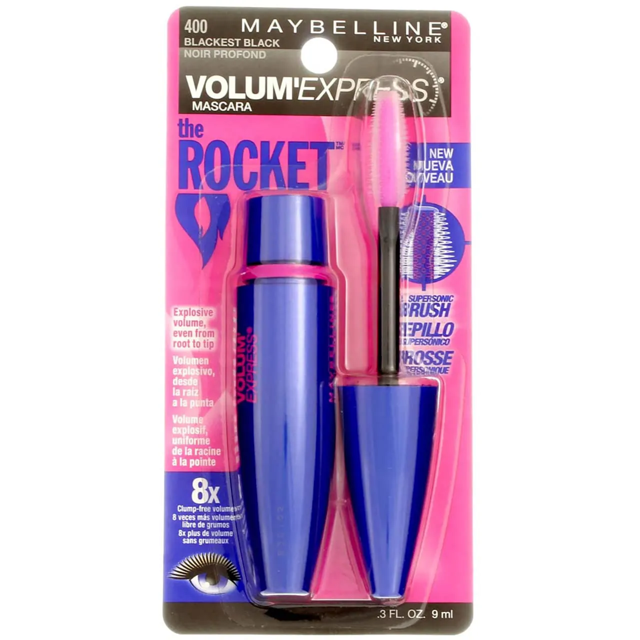 Maybelline Volume' Express The Rocket Washable Mascara, Blackest Black [400], 0.3 oz (Pack of 6)