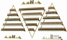 Metal Wall-Mounted Nail Polish Storage Racks 6PCS Nail Polish Display Rack Triangular Cosmetic Display Shelf Lipstick Perfume Essential Oil Organizers for Spa Nail Salon Shop(Gold)