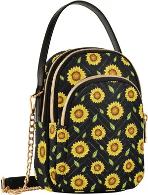 MNSRUU Quilted Crossbody Bags for Women Trendy, Women's Crossbody Handbags Pink Flower Travel Cell Phone Purses Bags