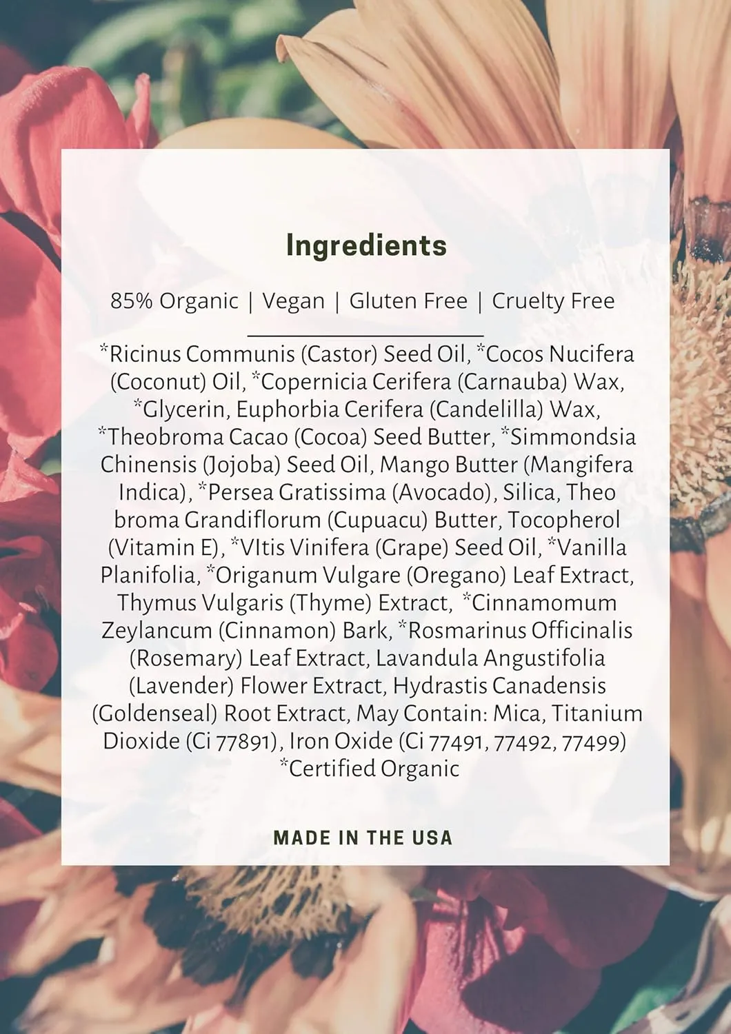Mom's Secret 100% Natural Matte Lipstick, Organic, Long Lasting, Vegan, Gluten Free, Cruelty Free, Made in the USA, 0.12 oz. (Pink Chai)