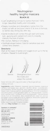 Neutrogena Healthy Lengths Mascara for Stronger, Longer Lashes, Clump-, Smudge- and Flake-Free Mascara with Olive Oil, Vitamin E and Rice Protein, Black 02,.21 oz