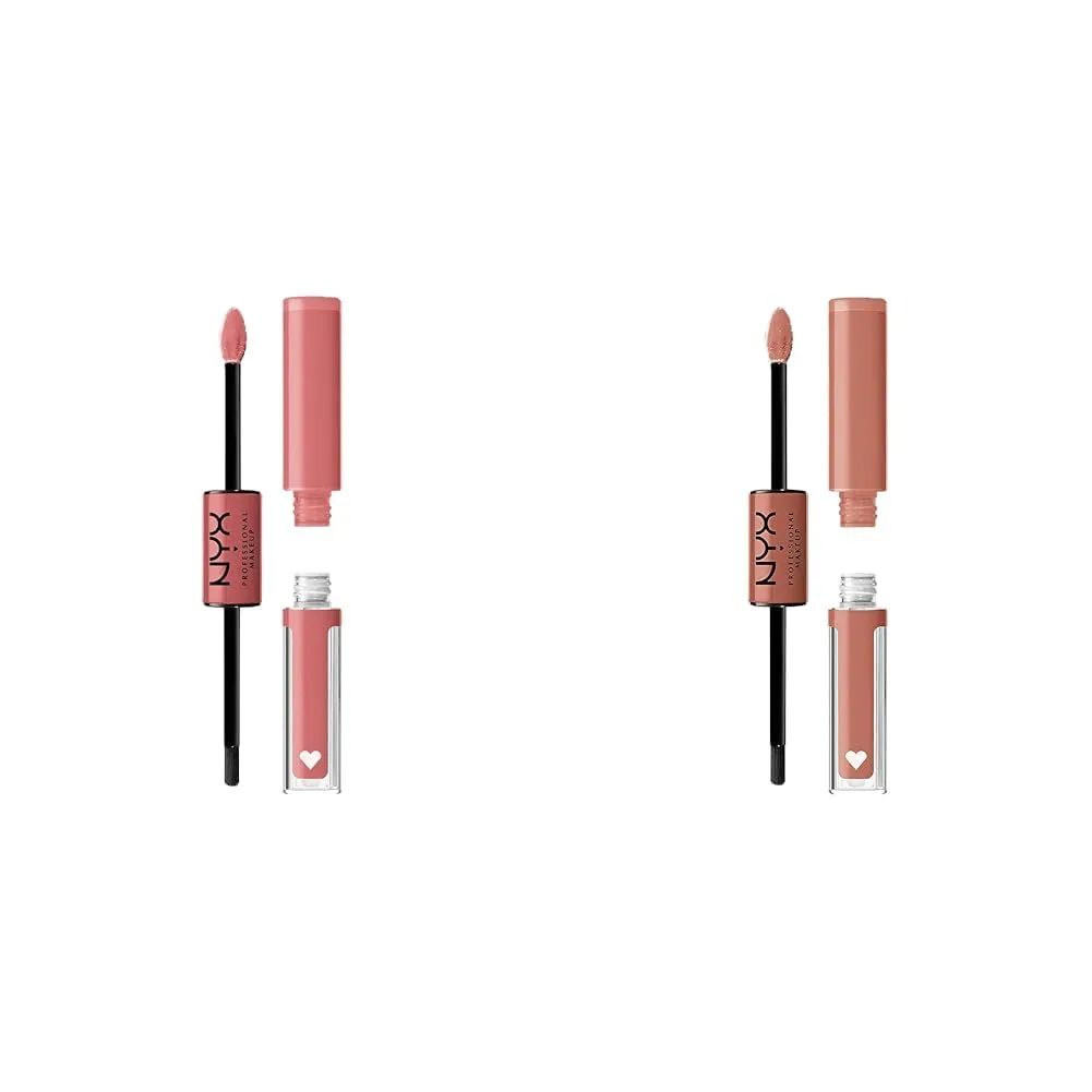 NYX Shine Loud Long Lasting Liquid Lipstick Bundle with Cash Flow Light Dusty Rose & Global Citizen Medium Neutral Nude