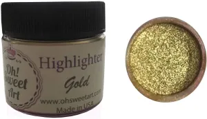 Oh! Sweet Art GOLD HIGHLIGHTER DUST 1 Oz OUNCE Gold Highlighter Metallic dust, Container