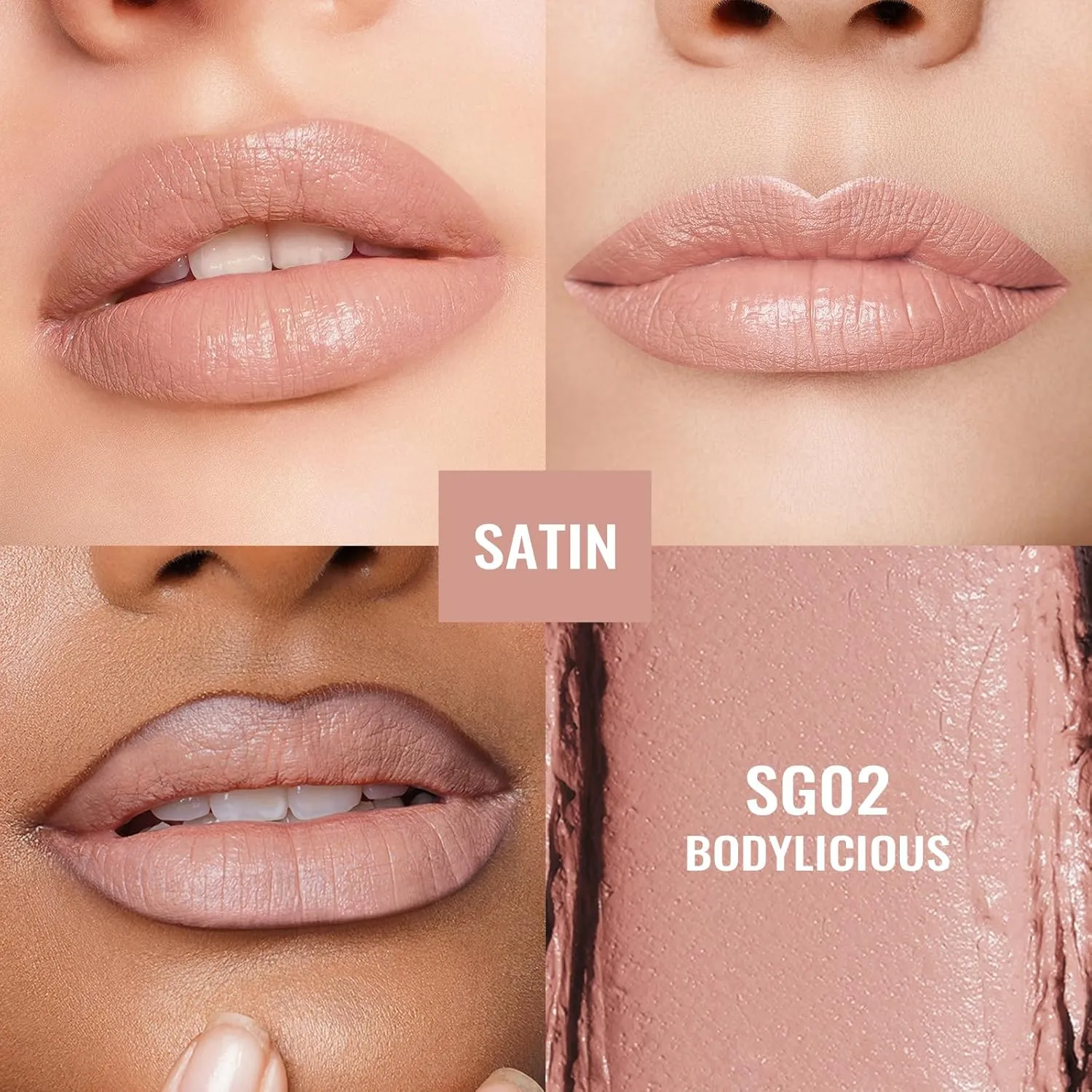 Oulac Beige Nude Satin Lipstick Set - Matte Lip Base, Full Coverage Lip Color, Satin Matte Finish, Cream Texture, Hydrating, Infused with Hyaluronic Acid, 4g*2 SG01 SG02