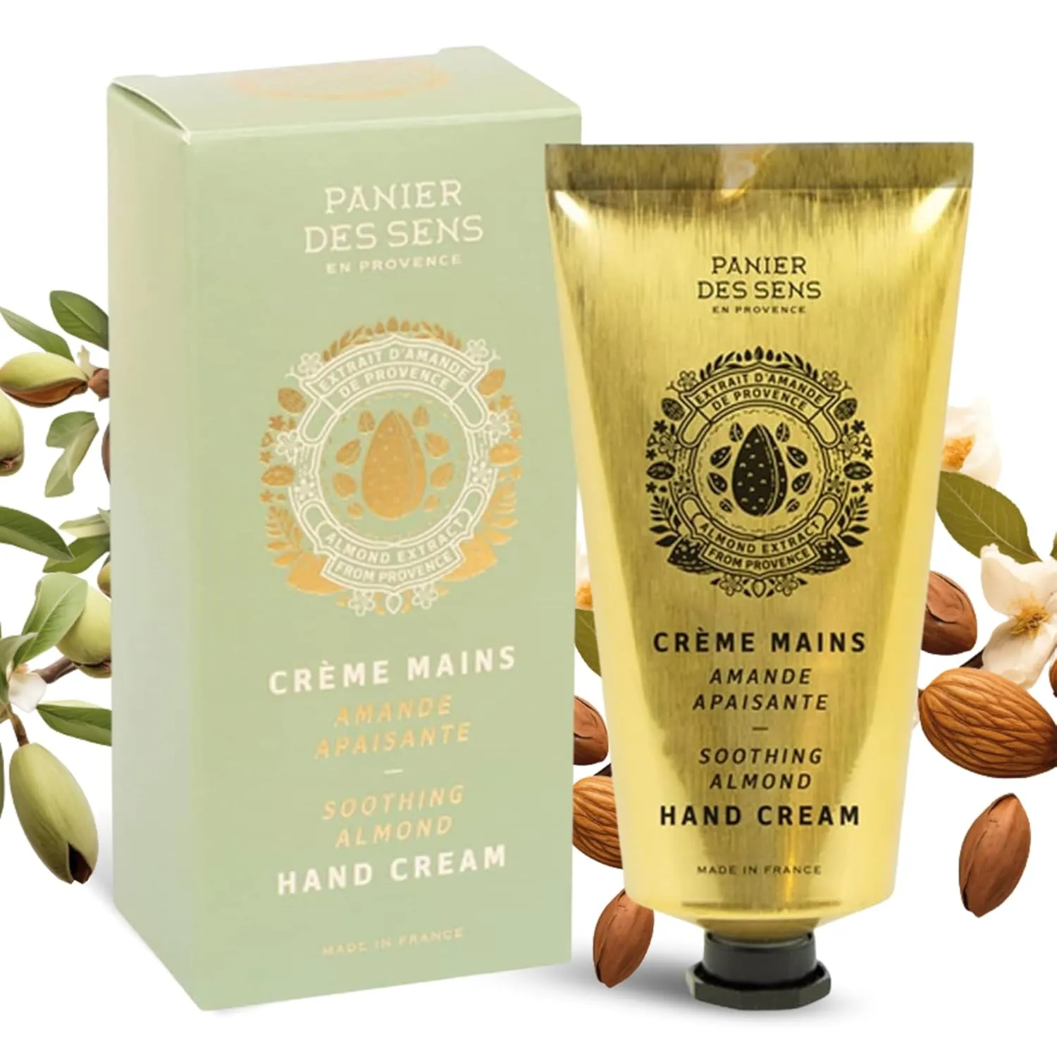 Panier des Sens - Hand Cream for Dry Cracked Hands - Almond Hand Lotion with Sweet Almond Oil & Shea Butter - Vitamin E Skin Moisturizer with 97% Natural Ingredients - Made in France, 2.5 fl oz