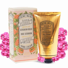 Panier des Sens - Hand Cream for Dry Cracked Hands - Rose Geranium Hand Lotion with Olive & Almond Oil - Vitamin E Skin Moisturizer with 97% Natural Ingredients - Made in France, 2.5 fl oz