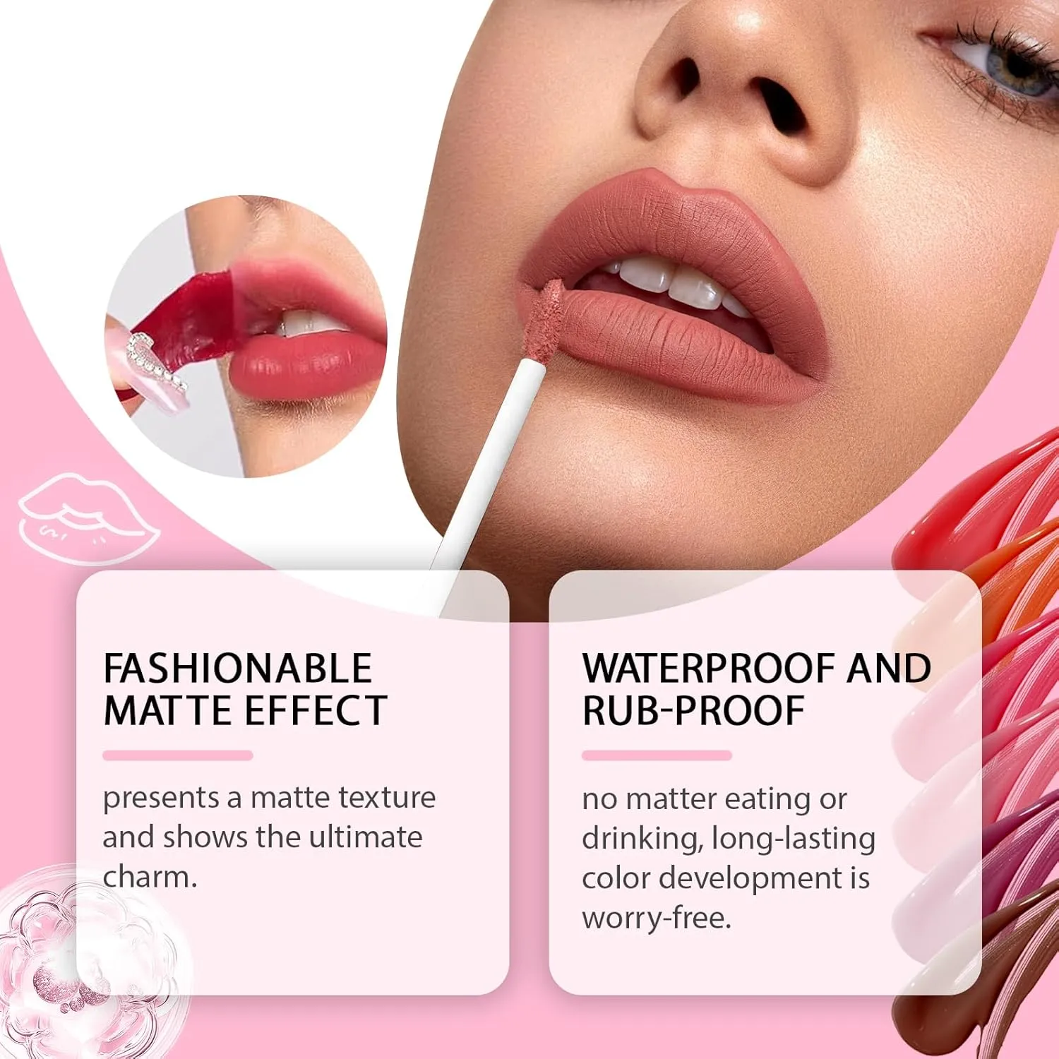 Peel Off Lip Stain, 2pcs Moisturizing Long Lasting Peel Off Lip Liner Stain, Lip Stain Peel Off for Women Lip Waterproof and Anti-Fading (Bright Pink, A)