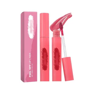 Peel Off Lip Stain, 2pcs Moisturizing Long Lasting Peel Off Lip Liner Stain, Lip Stain Peel Off for Women Lip Waterproof and Anti-Fading (Bright Pink, A)