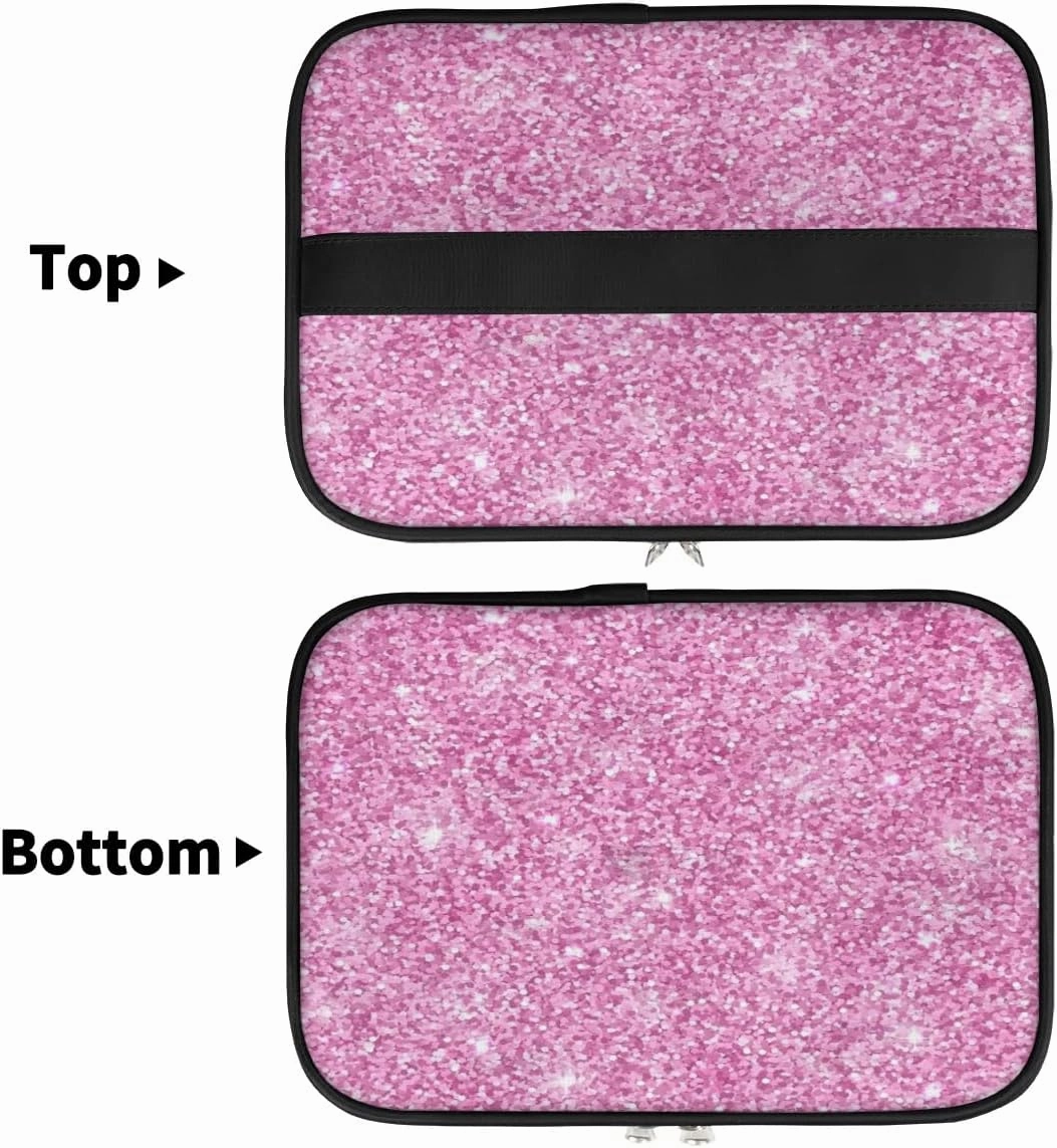 Personalized Cheer Travel Makeup Bag for Girls Women, Custom Cheerleader Cosmetic Make Up Zipper Pouch Bags, Personalized Gifts, Pink Glitter Bag