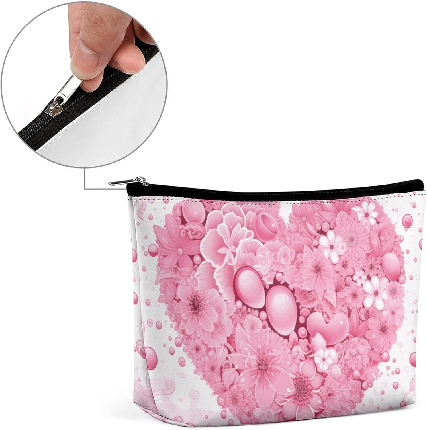 Pink Heart Travel Makeup Bag for Women Men-Portable Cosmetic Bags, Romantic Art Toiletry Bag for Women,Travel Toiletry bag,Travel Essentials