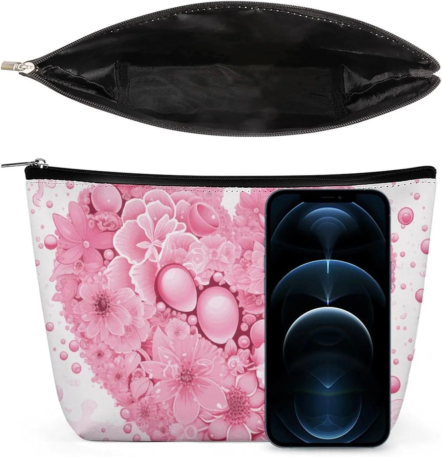 Pink Heart Travel Makeup Bag for Women Men-Portable Cosmetic Bags, Romantic Art Toiletry Bag for Women,Travel Toiletry bag,Travel Essentials