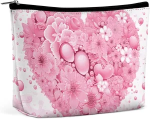 Pink Heart Travel Makeup Bag for Women Men-Portable Cosmetic Bags, Romantic Art Toiletry Bag for Women,Travel Toiletry bag,Travel Essentials
