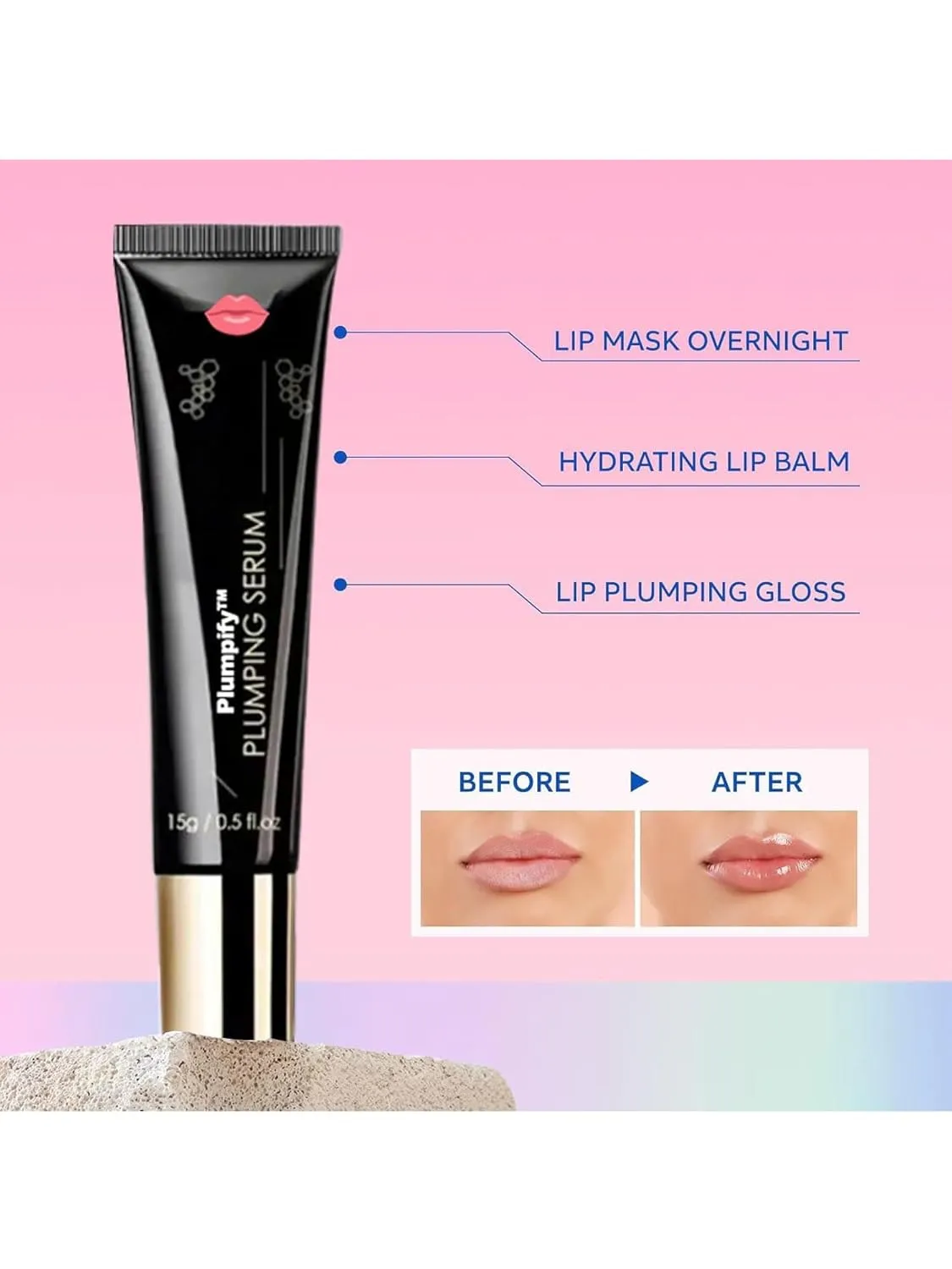 Plumpify Lip Boosting Serum, Hydrating Moisturizing Lip Oil, Hydrating Lip Gloss Set for Dry Lips (3pcs)