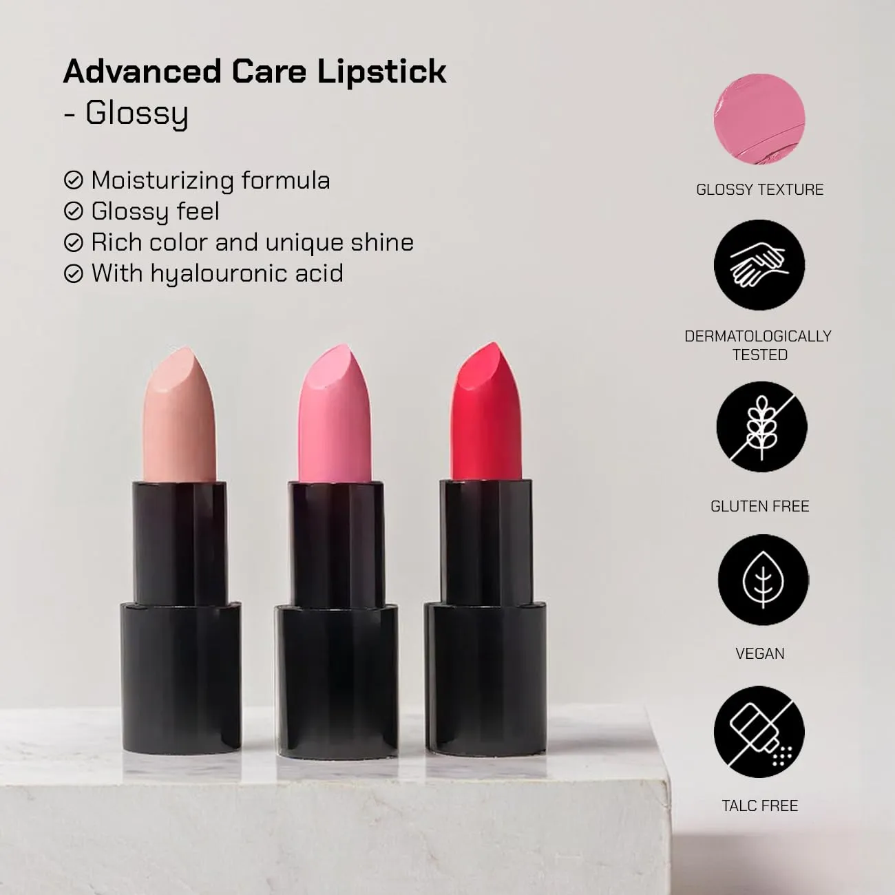 Radiant Professional Advanced Care Glossy Lipstick for Women with Hyaluronic Acid and Natural Polysaccharide | Available in 10 Creamy - Moisturising Shades | Cosmetics | Long Lasting Lipstick |(GL105)