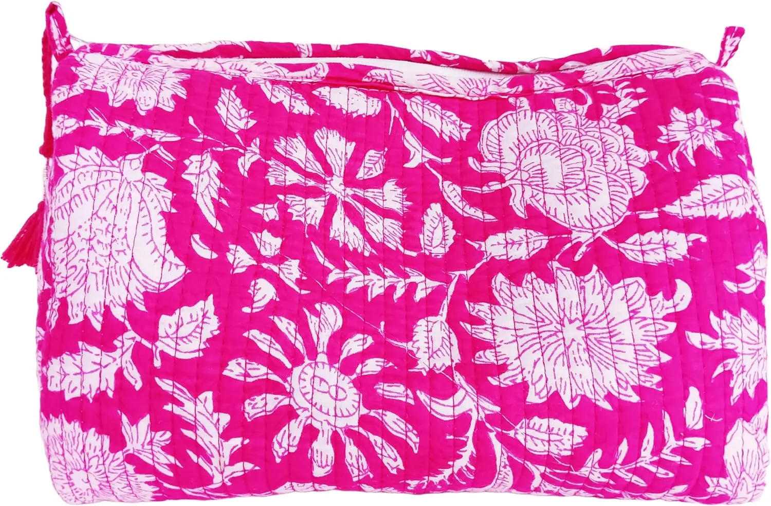 Rastogi Handicrafts Cosmetic Bags Set, 3 Piece Make Up Organizer Bag Storage Bags with Zipper Closure (3, Pink, Design-5)
