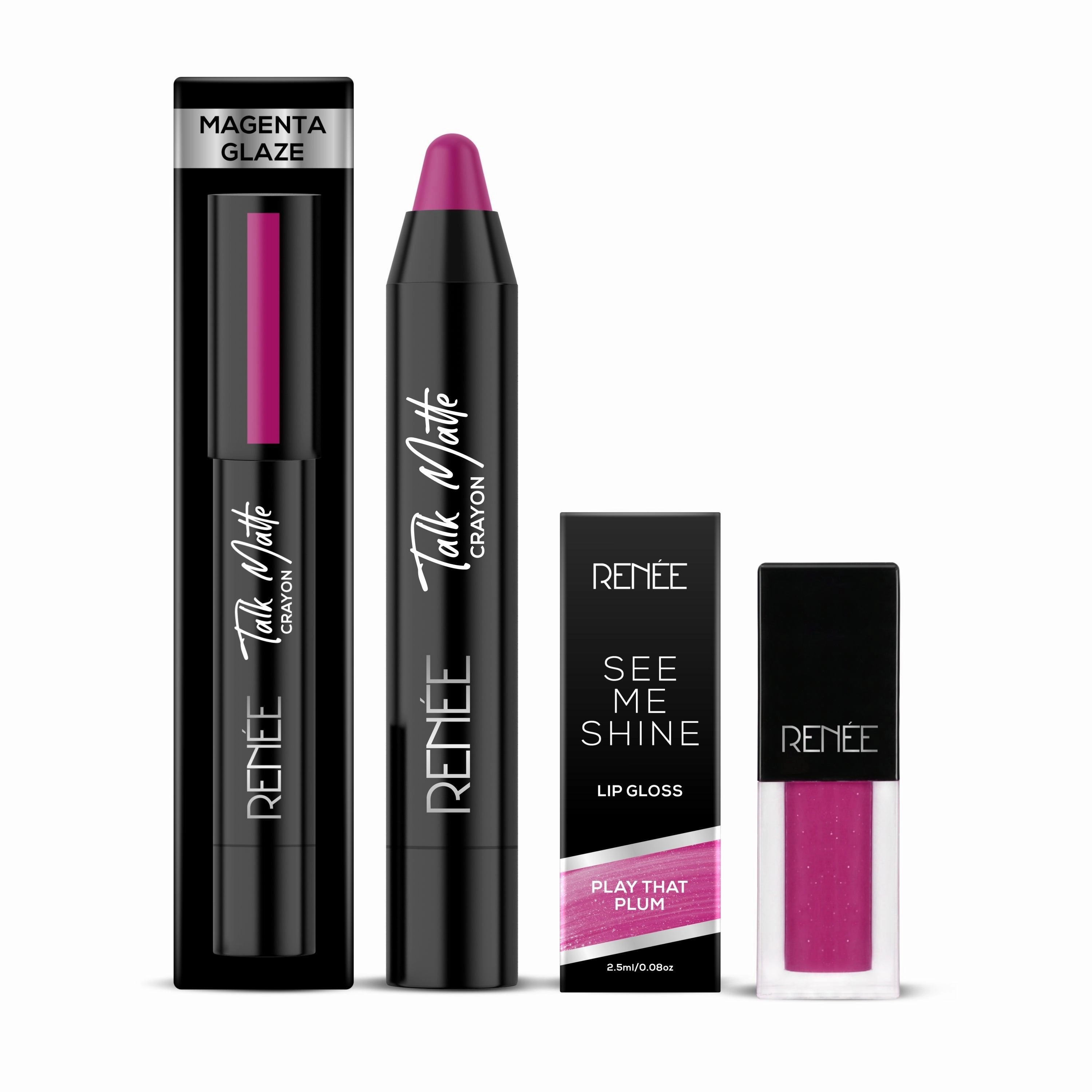 RENEE Magenta Glaze Lip Crayon & Play That Plum Lip Gloss Combo