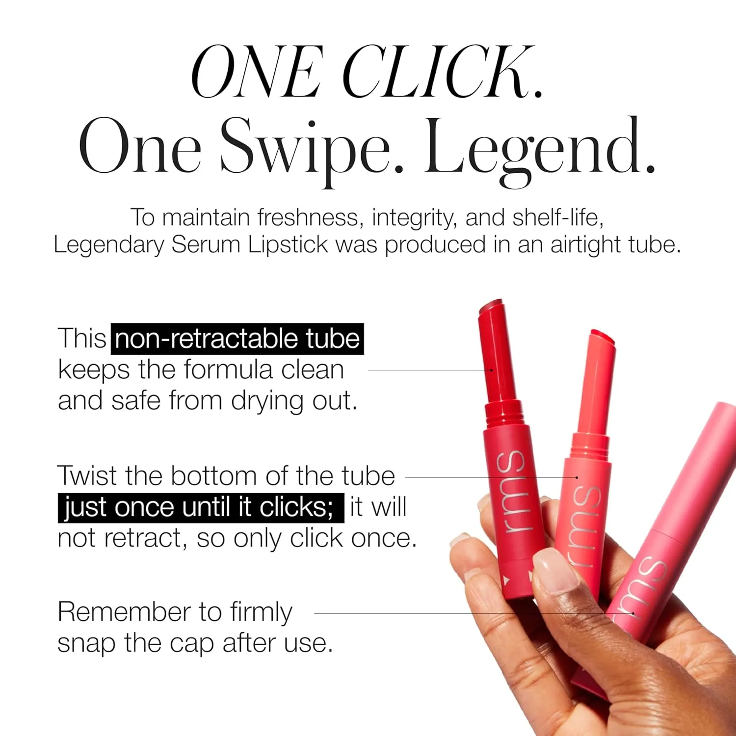 RMS Beauty Nude Legendary Serum Lipstick - Satin Finish Lip Color, Serum Lip Stain Hybrid, Long Lasting Lipstick for Women, Hydrating Lip Tint Stain