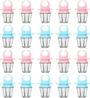 RONRONS 20 Pieces 8ml Diamond Ring Shape Empty Lip Gloss Tube Feeding Bottle Plastic Refillable Lipgloss Bottles Container Clear Lip Glaze Tube with Wand Lip Oil Vials DIY Makeup Holder