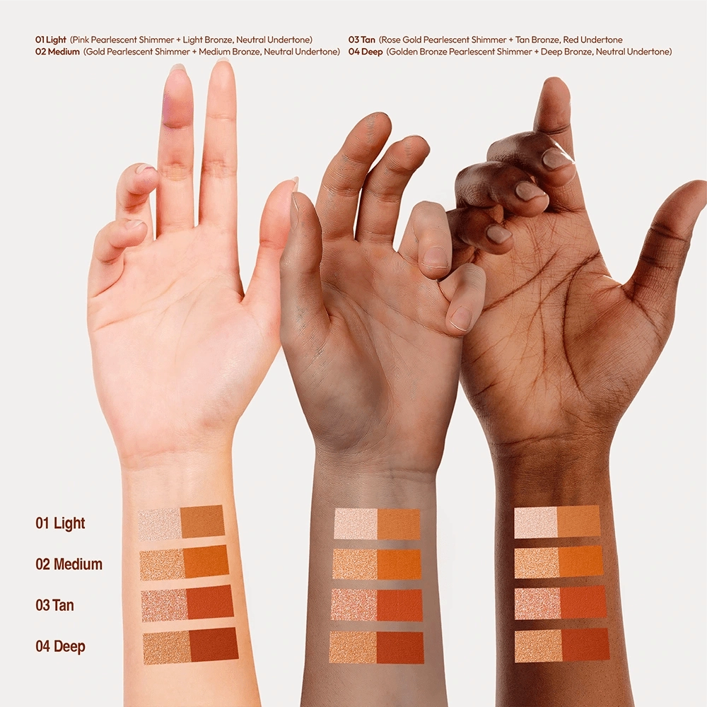 Ruby Kisses Glow & Bronze Highlighter Bronzer Duo – 2-in-1 Radiant Finish | Sculpt & Shine | 4 Shades