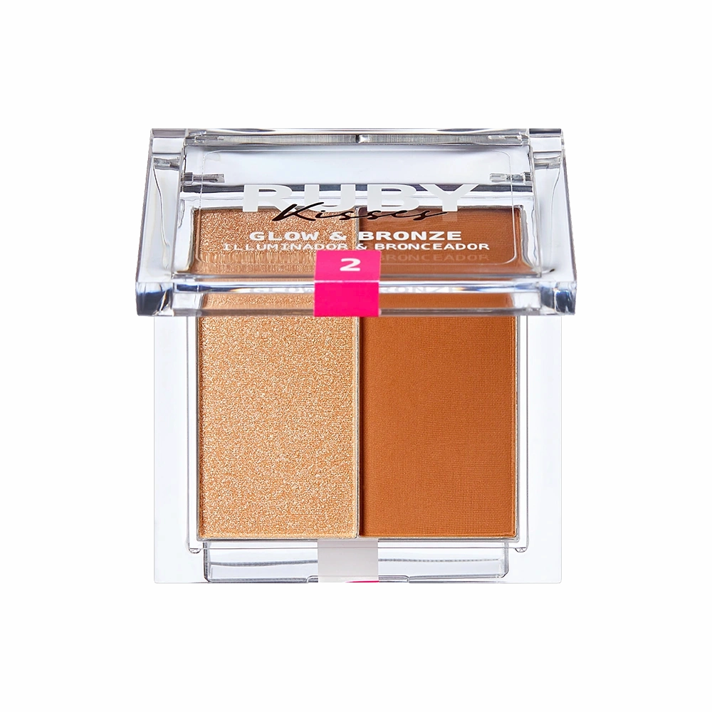 Ruby Kisses Glow & Bronze Highlighter Bronzer Duo – 2-in-1 Radiant Finish | Sculpt & Shine | 4 Shades