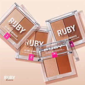 Ruby Kisses Glow & Bronze Highlighter Bronzer Duo – 2-in-1 Radiant Finish | Sculpt & Shine | 4 Shades