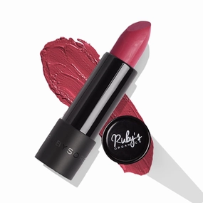 RUBY'S ORGANICS Semi-Matte Lipstick for Women, Hydrating and Highly Pigmented, Moisturizing & Non Drying, Lightweight & Long Lasting Formula, Lip Makeup, Paraben-Free, Pink Rhubarb, 3.7g