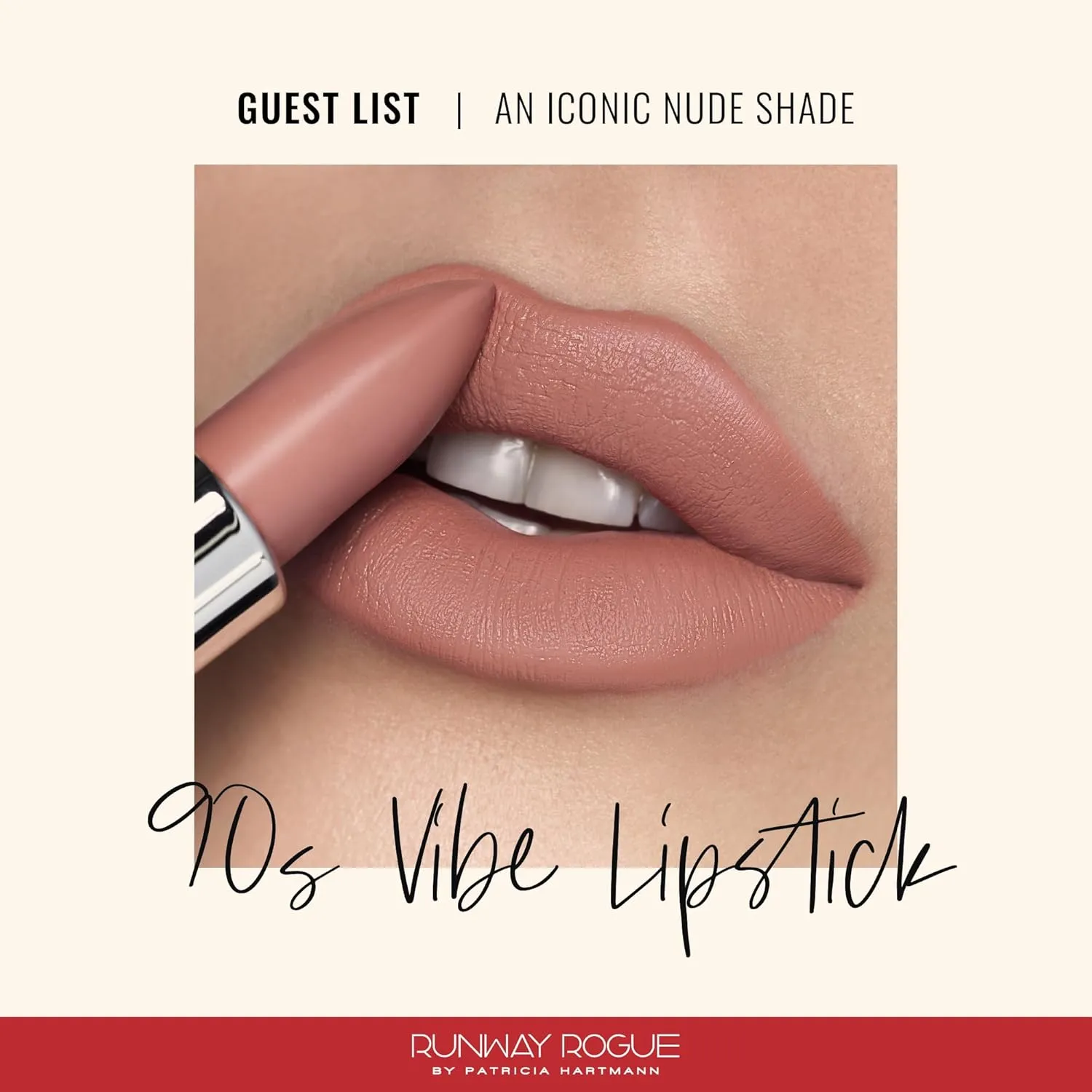 Runway Rogue 90s Vibe Lipstick, Moisturizing Matte Nude Lipstick, ‘Guest List’