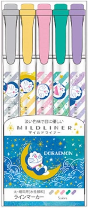 Showa Note 927214002 Doraemon Highlighter, 5 Color Set, B Pattern