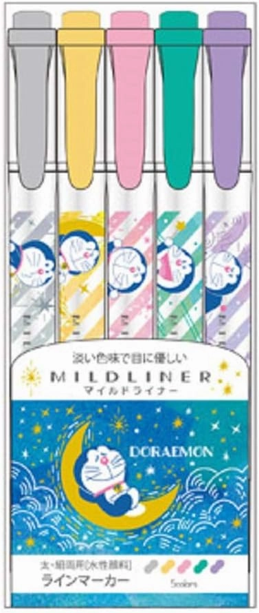 Showa Note 927214002 Doraemon Highlighter, 5 Color Set, B Pattern