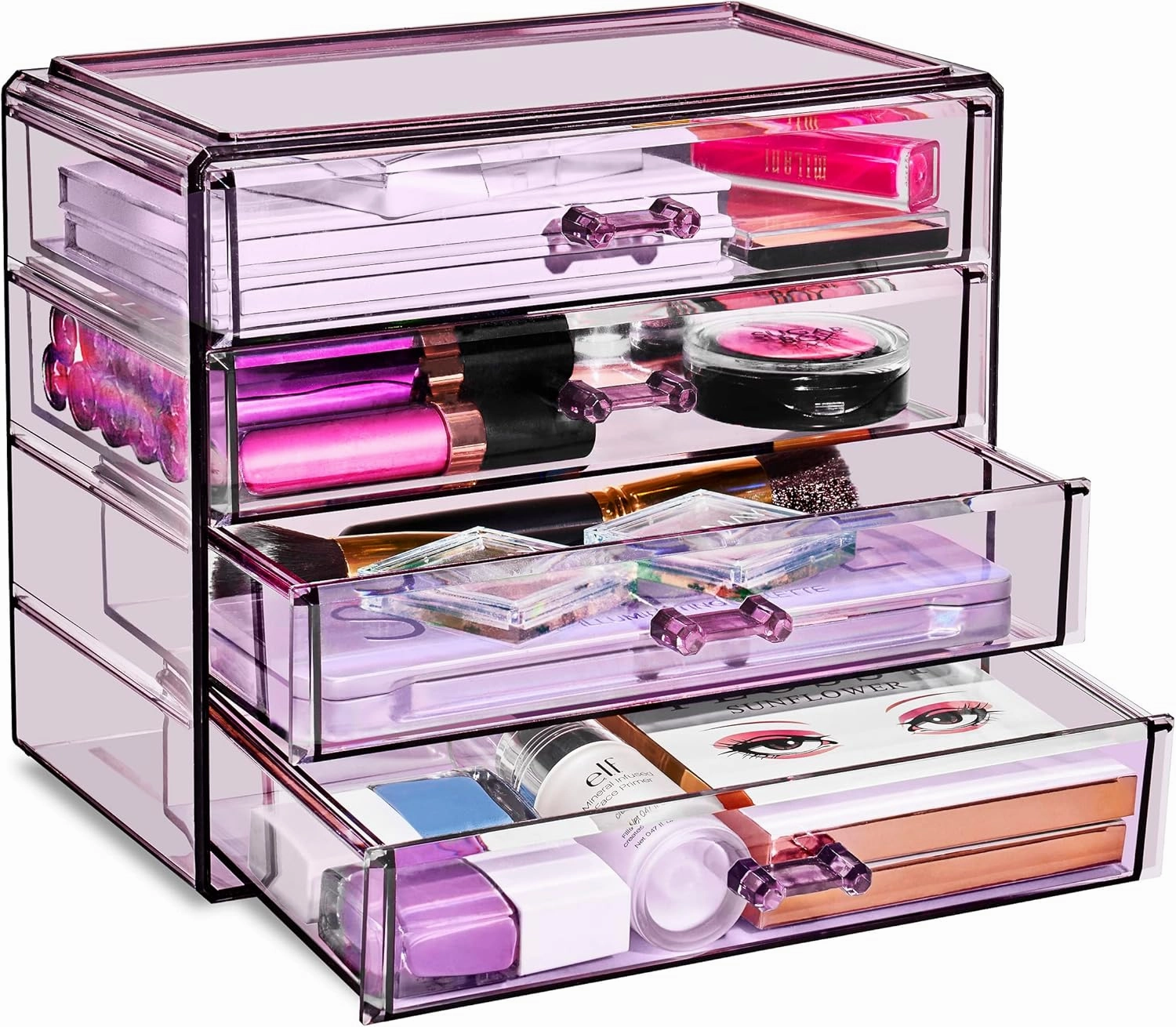 Sorbus Makeup Organizer - 4 Drawer Acrylic Make Up Organizers and Storage for Cosmetics, Jewelry, Beauty Supplies, Clear Makeup Organizer for Vanity, Girl's Room, College Dorm, Counter, Bathroom Sink