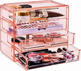 Sorbus Makeup Organizer - 4 Drawer Acrylic Make Up Organizers and Storage for Cosmetics, Jewelry, Beauty Supplies, Clear Makeup Organizer for Vanity, Girl's Room, College Dorm, Counter, Bathroom-Sinks