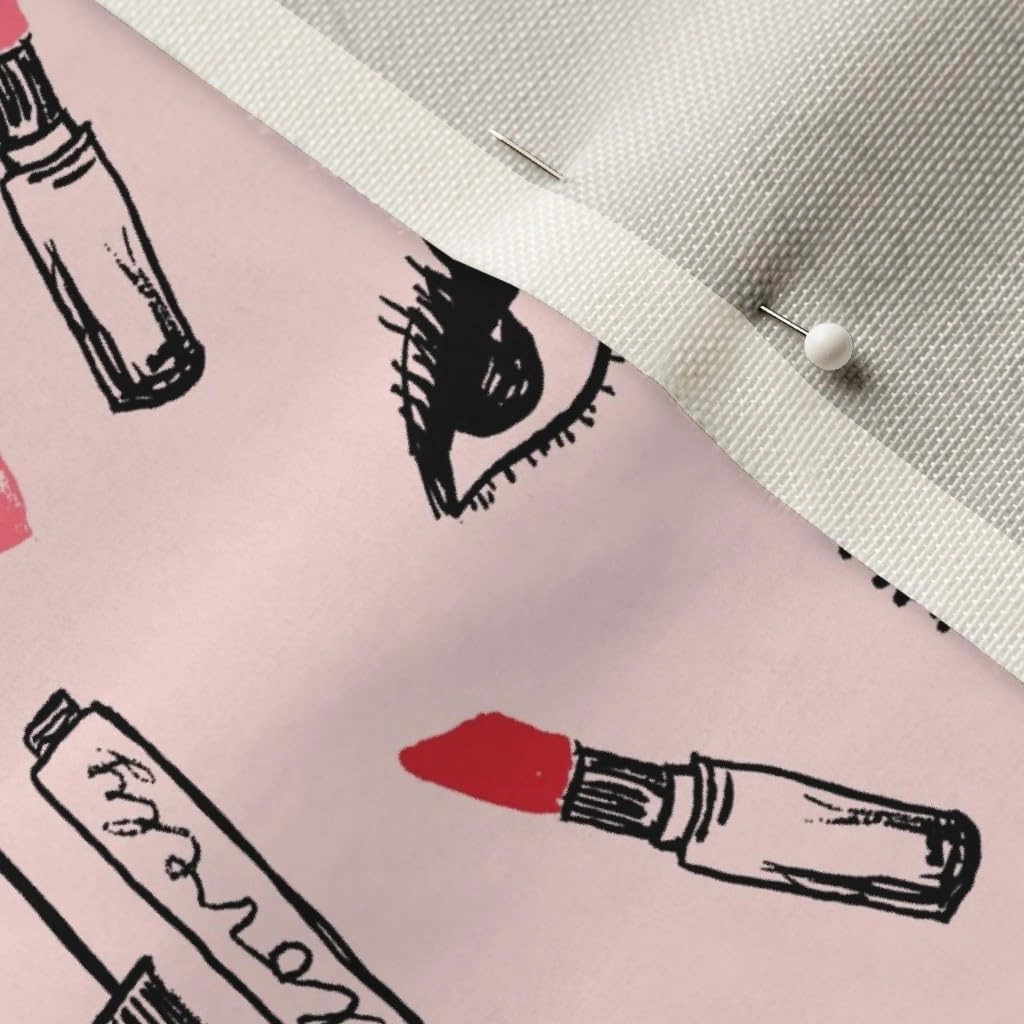 Spoonflower Fabric - Makeup Lipstick Eyelashes Beauty Valentines Day Pink Kiss Lips Eyes Printed on Upholstery Velvet Fabric Fat Quarter - Upholstery Home Decor Bottomweight Apparel