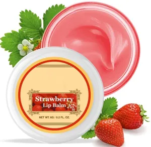 Strawberry Lip Balm for Dry, Damaged and Chapped Lips with SPF 30 to Protect from UV Rays | Enriched with Shea Butter, Cocoa Butter, Kokum Butter & Vitamin E Oil (Paraben Free) (6 GM)