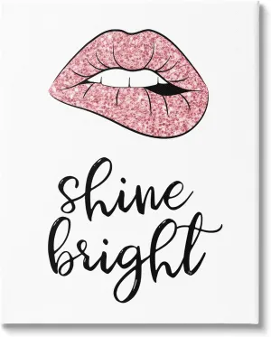 Stupell Industries Shine Bright Pink Glam Lips Canvas Wall Art, Design by Martina Pavlova