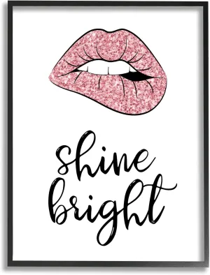 Stupell Industries Shine Bright Pink Glam Lips Framed Giclee Art, Design by Martina Pavlova