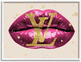 Stupell Industries Rich Pink Lipstick Makeup Designer Glam Pattern, Design by Madeline Blake, 30 x 24, Pink