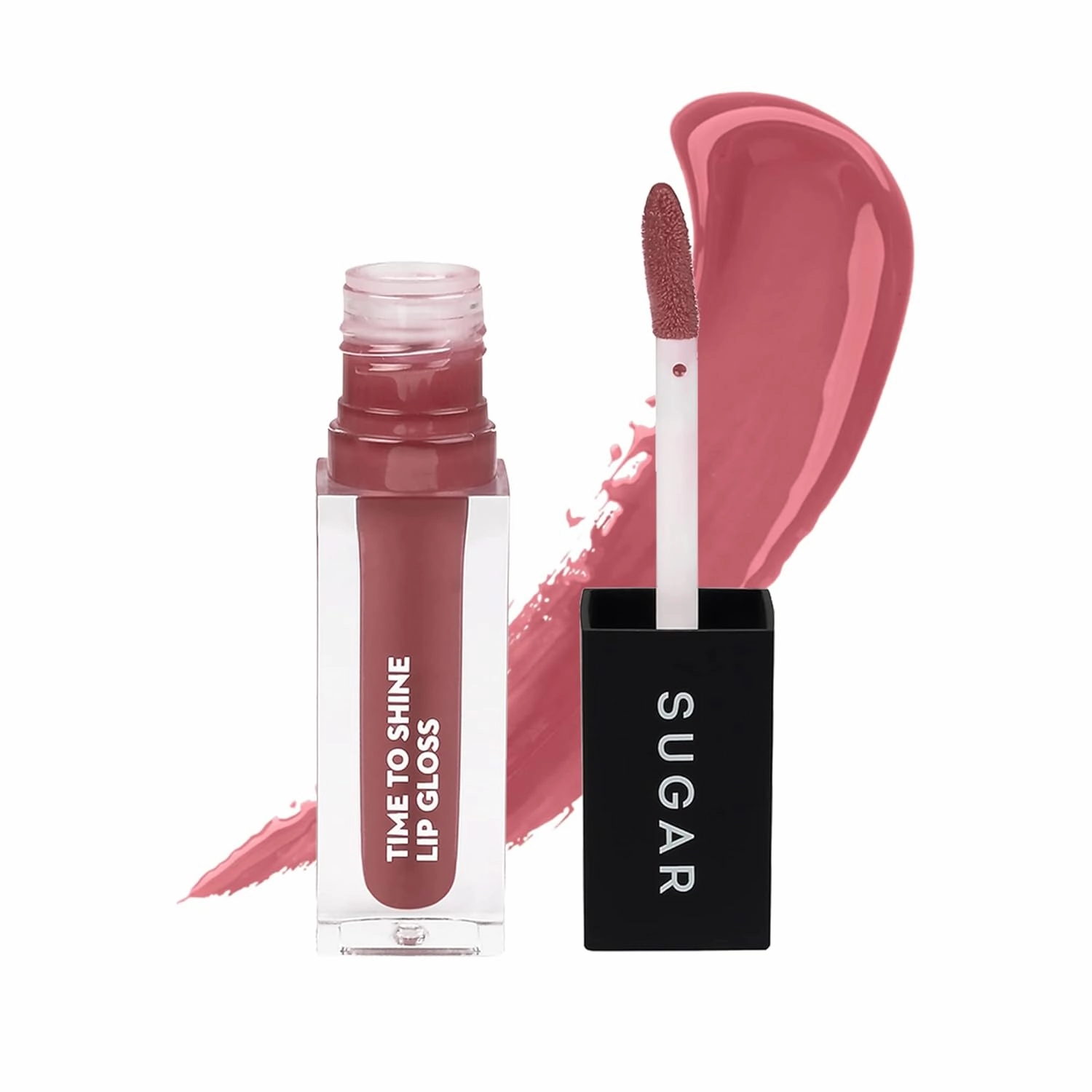 SUGAR Cosmetics Time To Shine Lip Gloss - 02 Velma Pinkley (Pink Nude) Non-Sticky Formula, Jojoba Oil Infused
