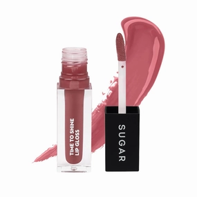 SUGAR Cosmetics Time To Shine Lip Gloss - 02 Velma Pinkley (Pink Nude) Non-Sticky Formula, Jojoba Oil Infused