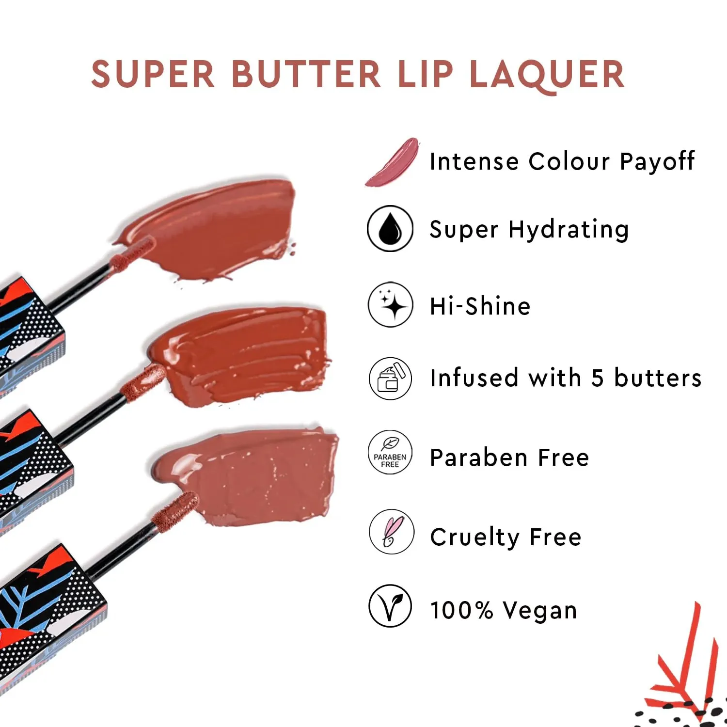 Super Butter Lip Lacquer, Dusty Rose (Matte Nude Peach), 5 ml, Long Lasting Lip Gloss, Intense Colour, Hi-shine, Vegan, No Paraben, Non Toxic, Hydrating Liquid lipstick for Moisturizing Lip