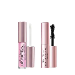 Too Faced Better Than Sex Mascara & Lip Injection Plumper Travel Set | Includes Better Than Sex Mascara For Volume, 0.17 Fl Oz   Lip Injection Maximum Plump for Hydrating Gloss, 0.10 Fl Oz