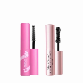 Too Faced Better Than Sex & Ribbon Wrapped Mascara Travel Duo | Includes Better Than Sex Mascara, 0.17 Fl Oz For Volume   Ribbon Wrapped Lash Tubing Mascara, 0.16 Fl Oz for Length