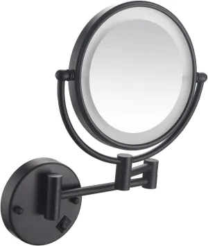 Wall Mount Makeup Mirror with Lights and Magnification 10X, 8 Inch Double-Sided Swivel Wall Mounted Makeup Mirror Black Two Side 360 Swivel Cosmetic Face Extendable Vanity Mirrors