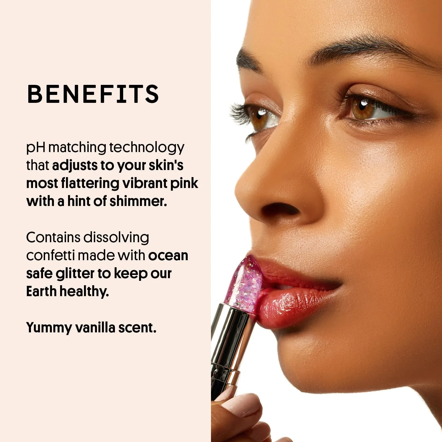 Winky Lux Glitter Confetti Balm, pH Color Changing Lipstick, Vegan & Cruelty Free Lip Balm, Hydrate & Plump, Sheer Pink Lipstick With Lavender Confetti