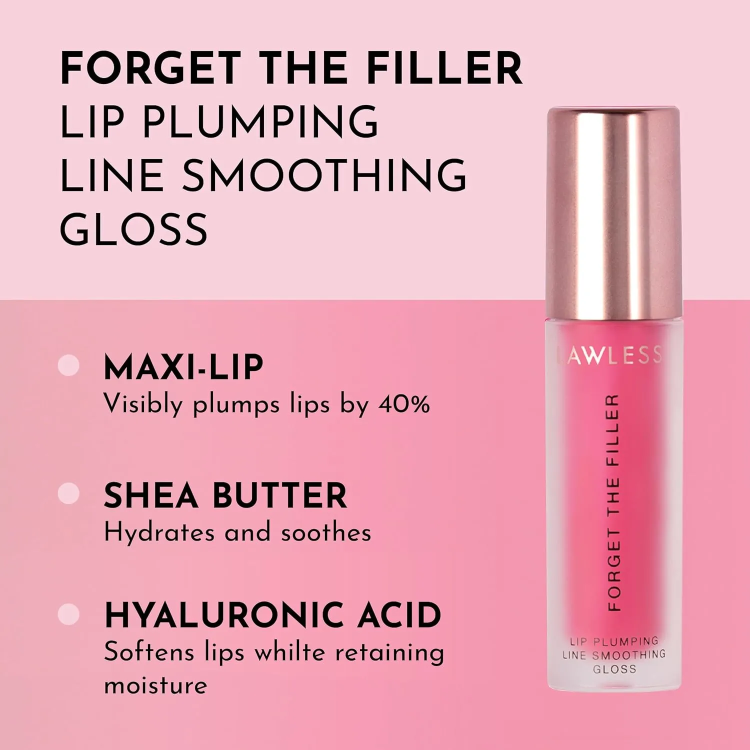 Women's Forget The Filler Lip Plumper Line Gloss, Juicy Watermelon, Pink, 0.11 Fl Oz (Pack of 1)