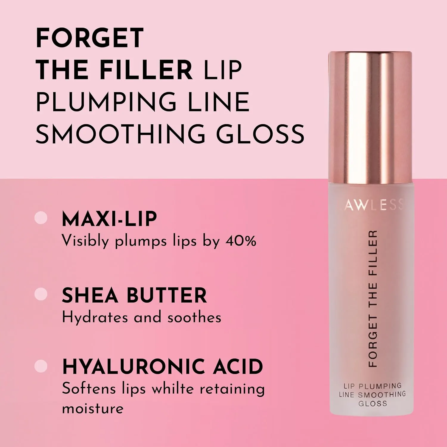 Women's Forget The Filler Lip Plumper Line Gloss, Nudie, Pink, 0.11 Fl Oz (Pack of 1)
