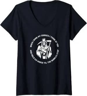 Womens When I Dunk My Cookies I Think Of You And Hold Em Under Til V-Neck T-Shirt