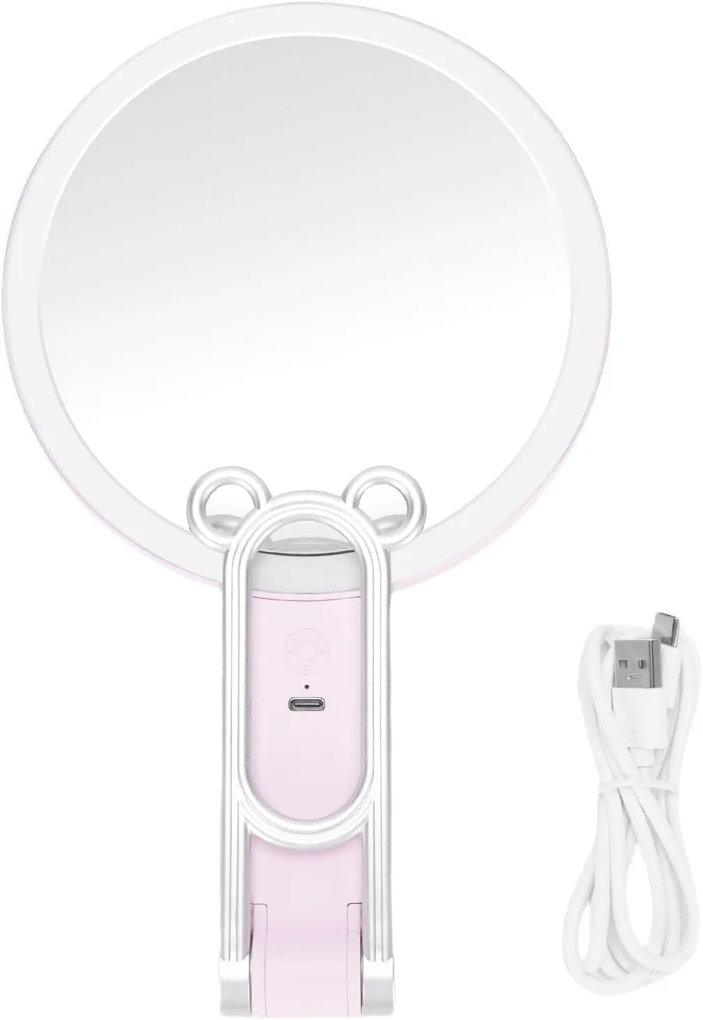 Ymiko LED Double Sided 20X Magnification Mirror Adjustable for Dormitory Bedroom Bathroom Travel (Pink)