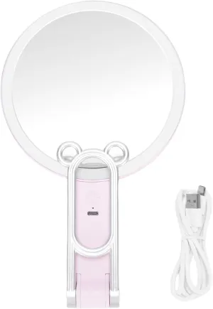 Ymiko LED Double Sided 20X Magnification Mirror Adjustable for Dormitory Bedroom Bathroom Travel (Pink)